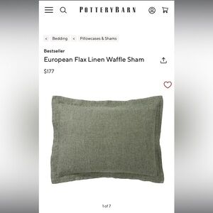 Pottery Barn Shams set of 3 best selling color Loden standard size